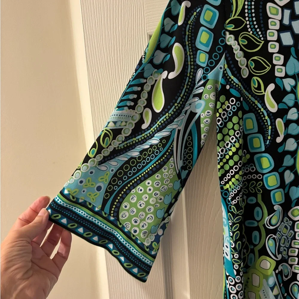 Cocomo Green and Blue Patterned Midi Dress Medium - Picture 4 of 7